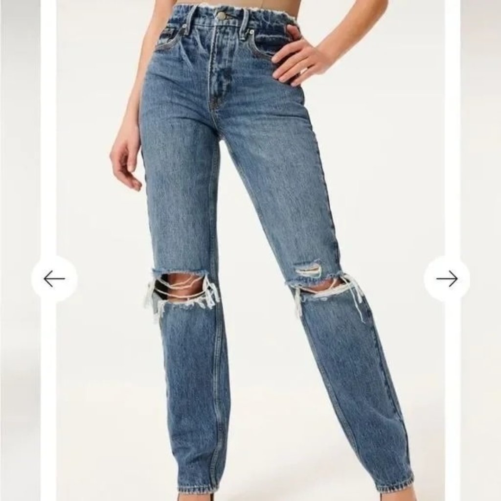 Good American Good Icon Distressed High Rise Jeans Size 0/25 Indigo New